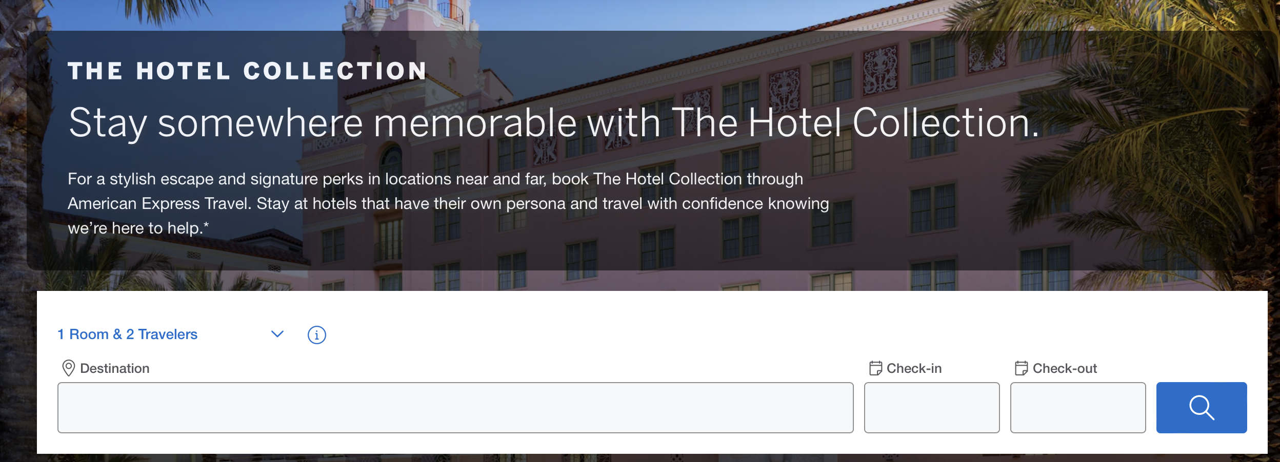 The Hotel Collection search page