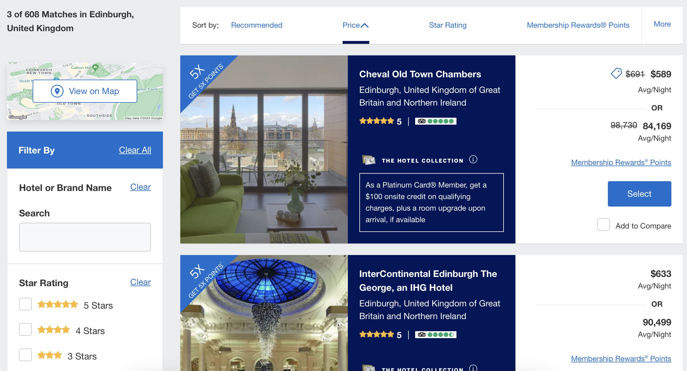 The Hotel Collection search page results