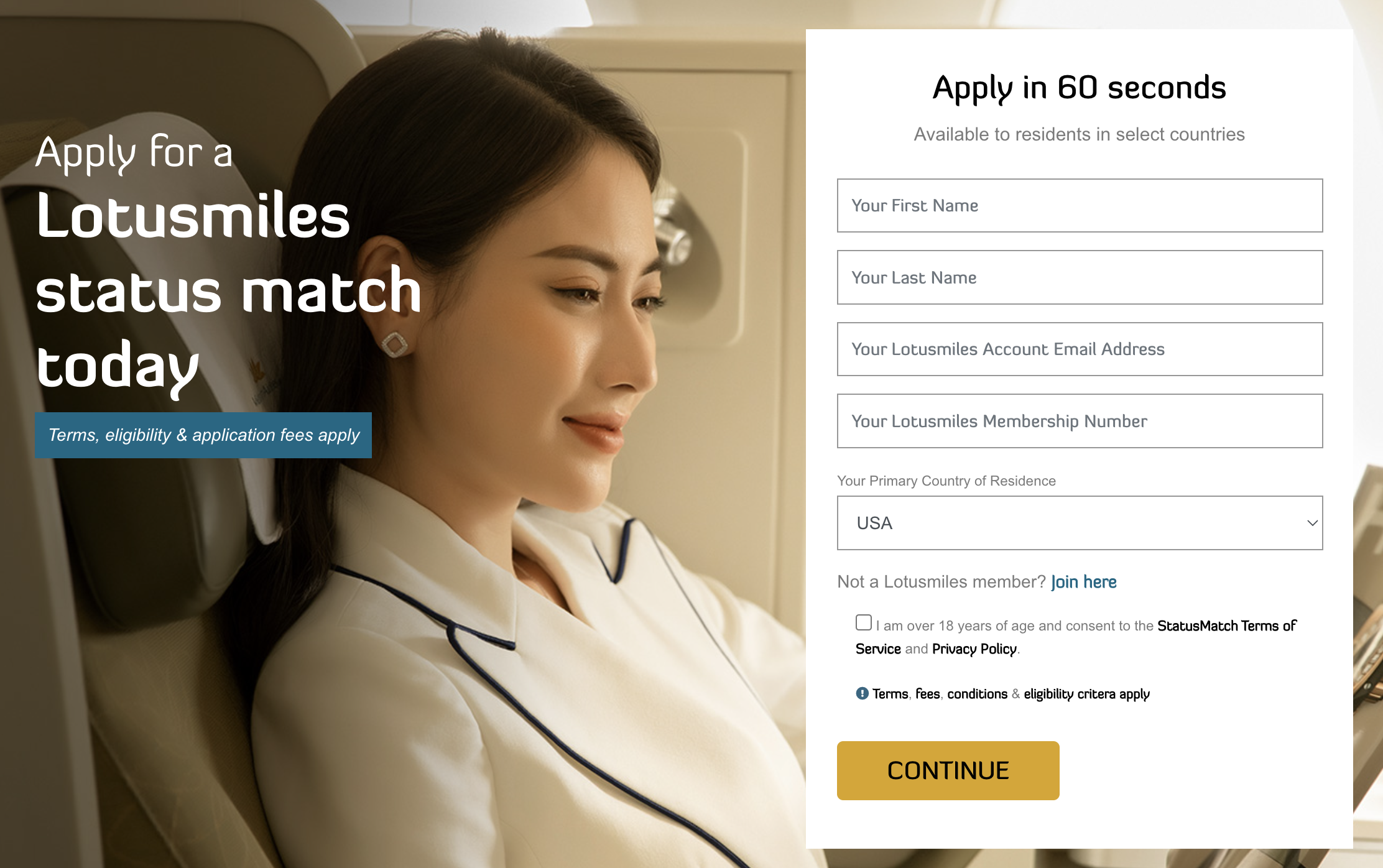Vietnam Airlines status match application.
