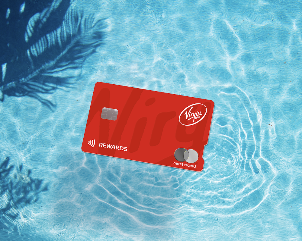 Virgin Red Card floating in a pool