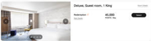 Award example for The Westin Marriott Kyoto for 45k points.