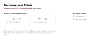 Exchange Hilton points for other points option