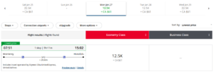 Screenshot of an Aeroplan award for flights from Monterey to Honolulu, Hawaii
