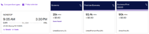 United award for flight from EWR to HNL