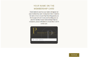 Screenshot of the ability to edit the name on Capital One Venture X Priority Pass card