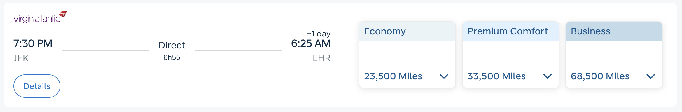 Flying Blue award between JFK and LHR.