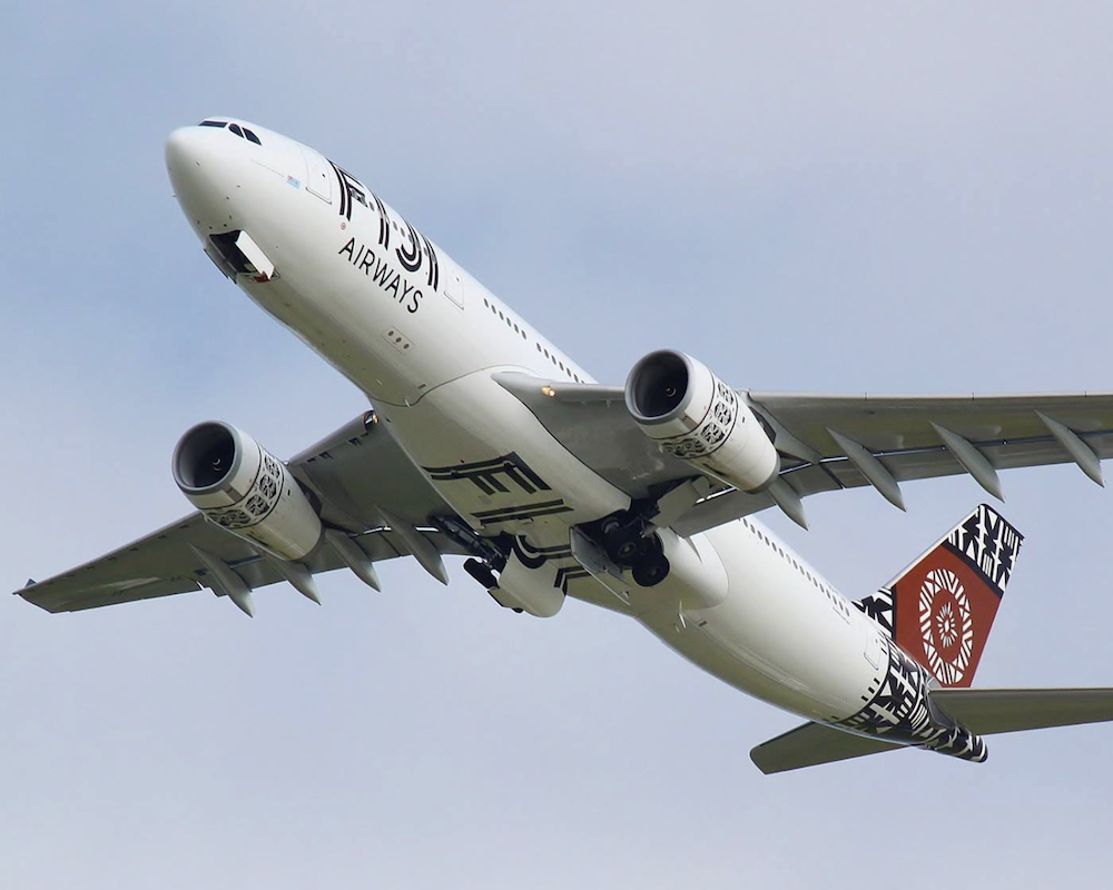 Fiji Airways A330 taking off.