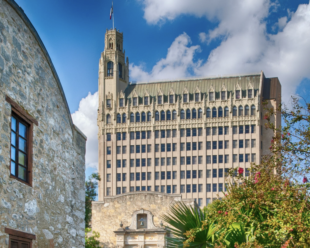 The exterior of The Emily Morgan hotel in San Antonio, Texas.