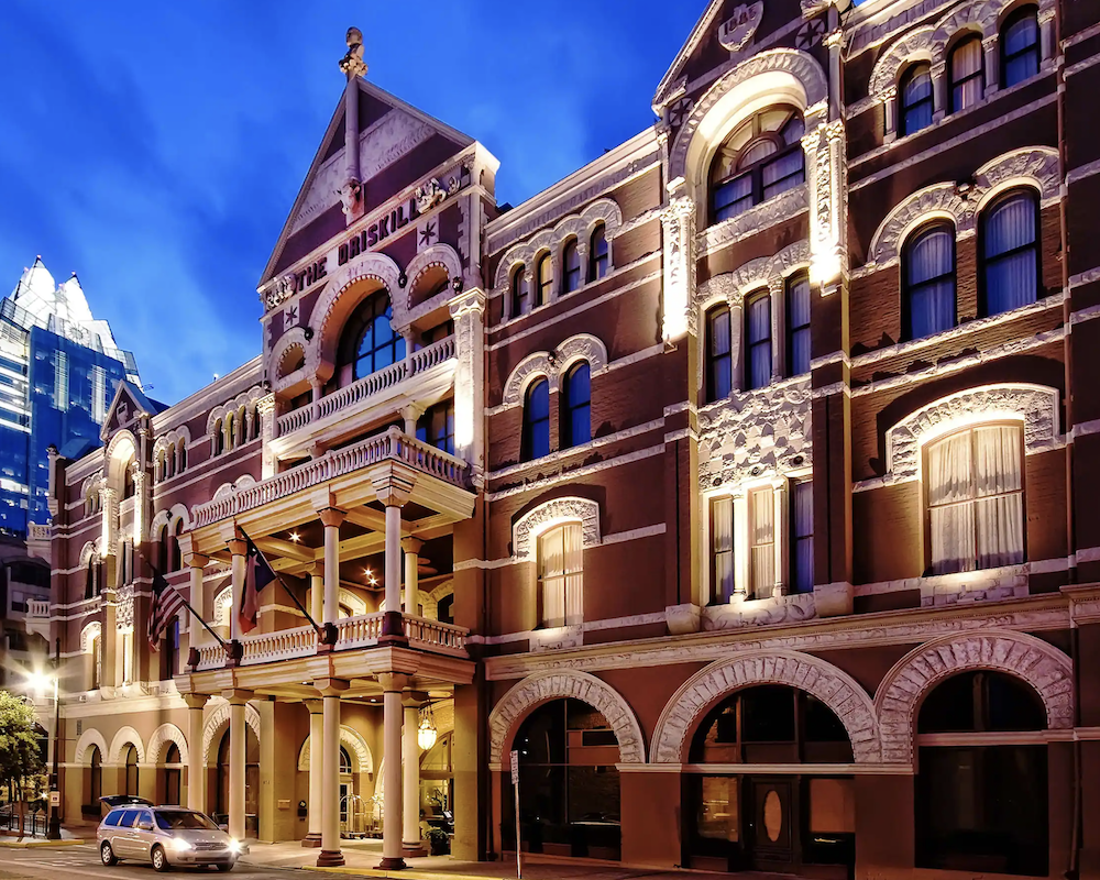 The exterior of The Driskill hotel in Austin, Texas.