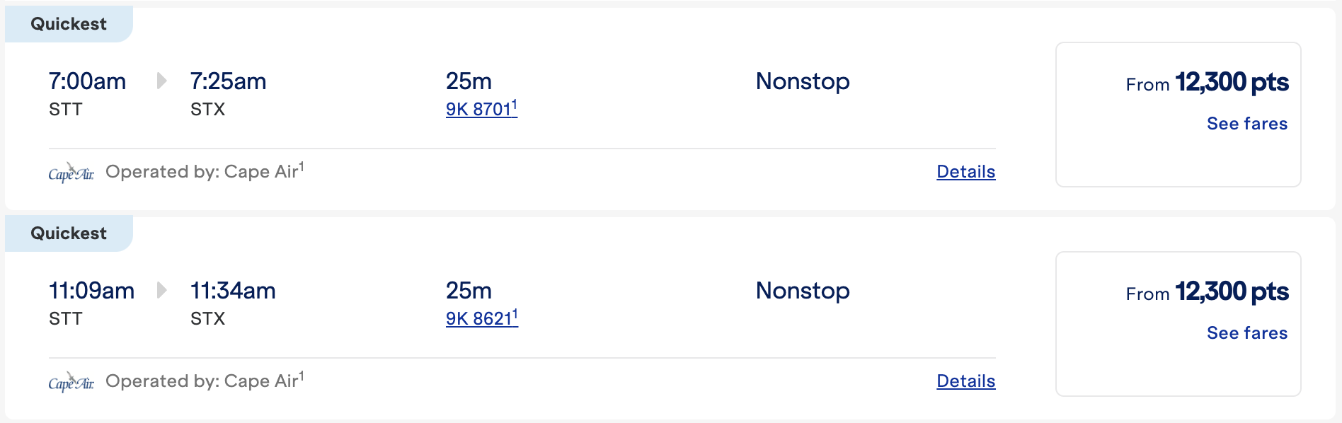 Cape Air redemptions with JetBlue points.