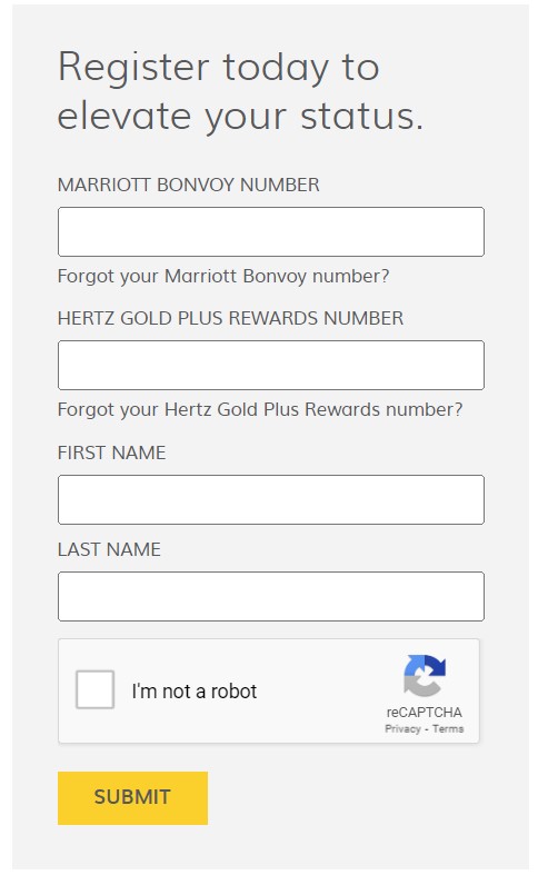 Marriott Hertz Status Match Form