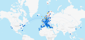 SAS route map generated by FlightConnections