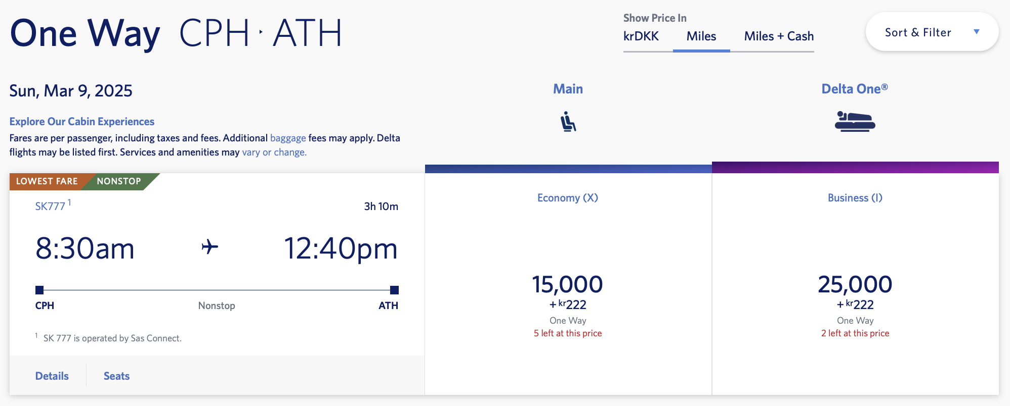 SAS award bookable via Delta.