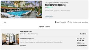 The Hollywood Roosevelt Cash and points