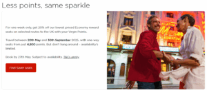 Screenshot of banner image for Virgin Atlantic Flying Club award sale