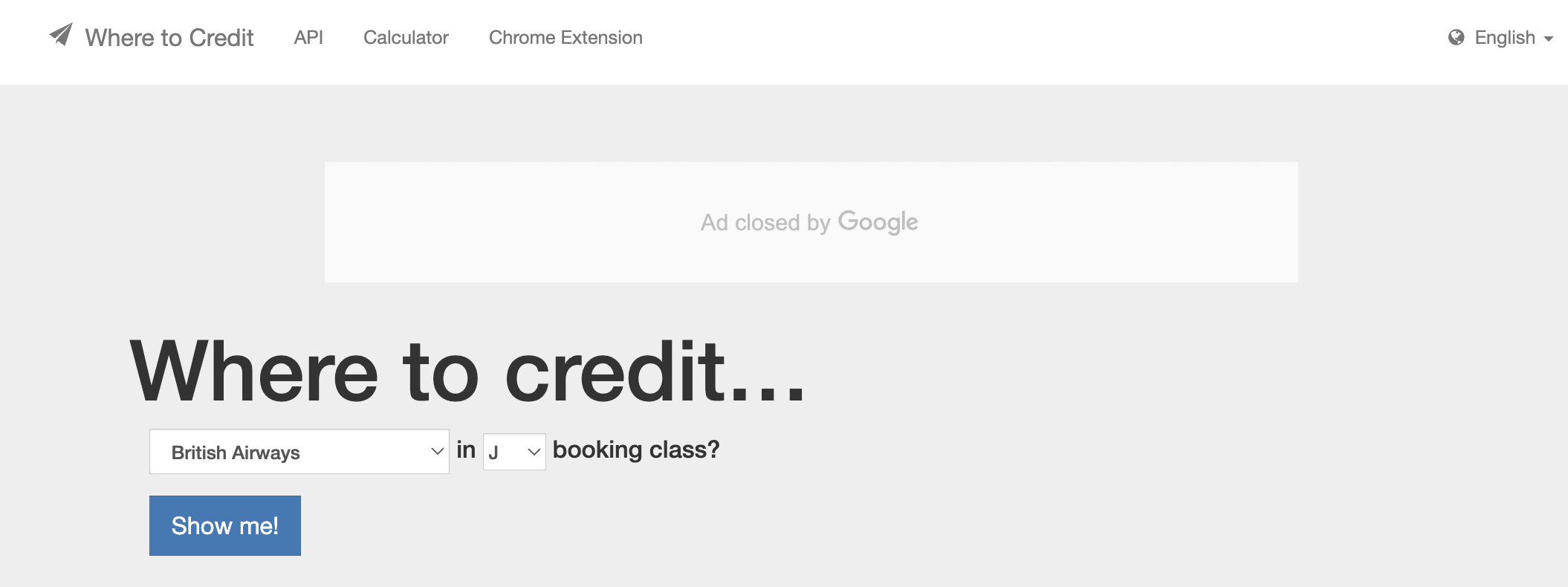 WhereToCredit selection widget.