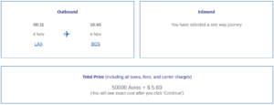 LAX to BOS using Avios for AA Flagship Business