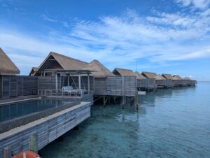 Overwater villas at the Waldorf Astoria Maldives