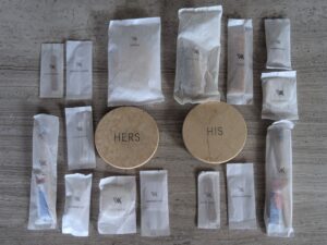 In-villa bathroom amenities at the Waldorf Astoria Maldives