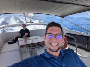 JT and Katie on the upper deck of the Waldorf Astoria yacht