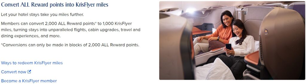 Accor Points to Singapore Miles Transfer Details