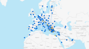 Screenshot of Aegean Airlines and Olympic Air route maps