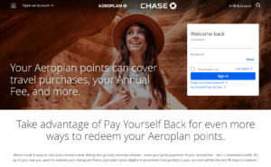 Chase Pay Yourself Back landing page for Chase Aeroplan Card
