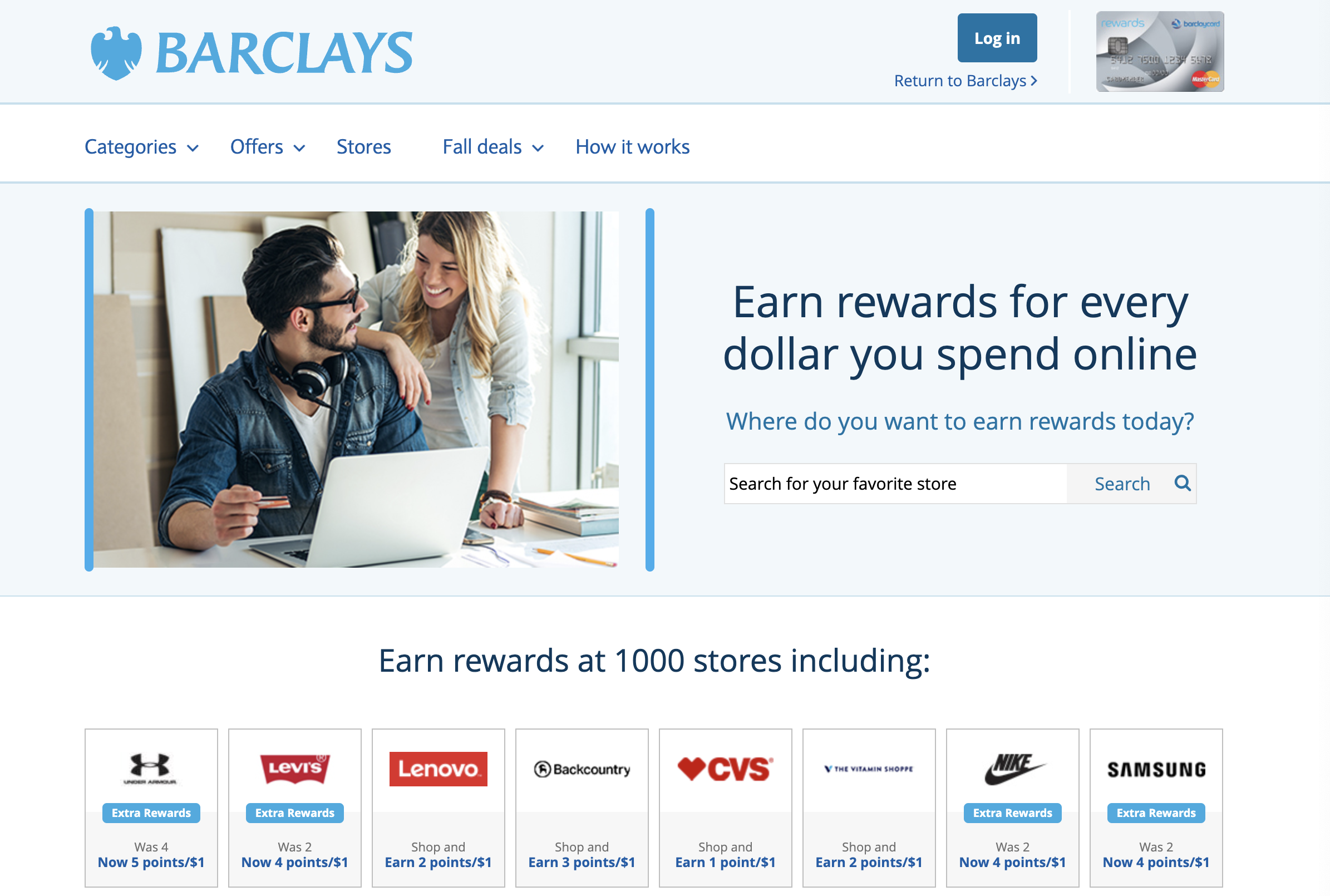 Barclays RewardsBoost homepage.