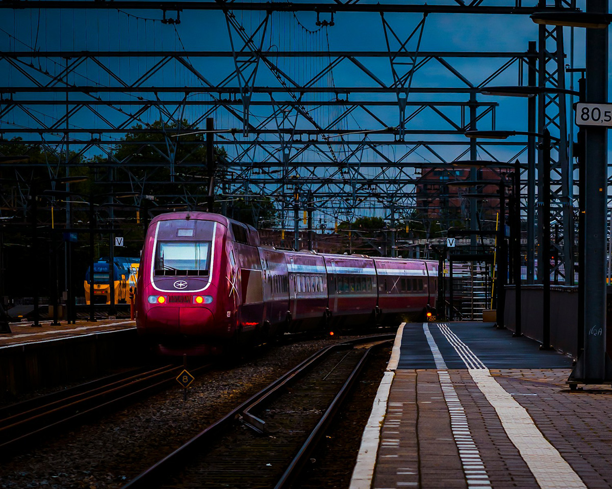 Eurostar Train coming into a station
