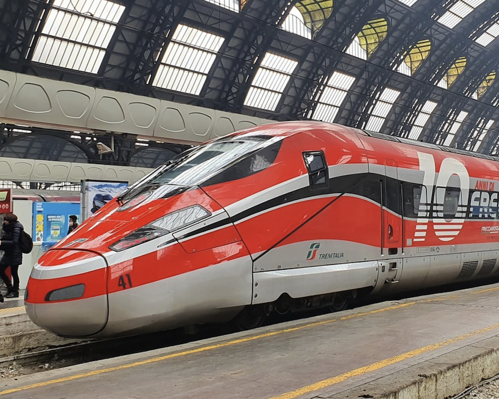 Trenitalia Train stopped at a train station.