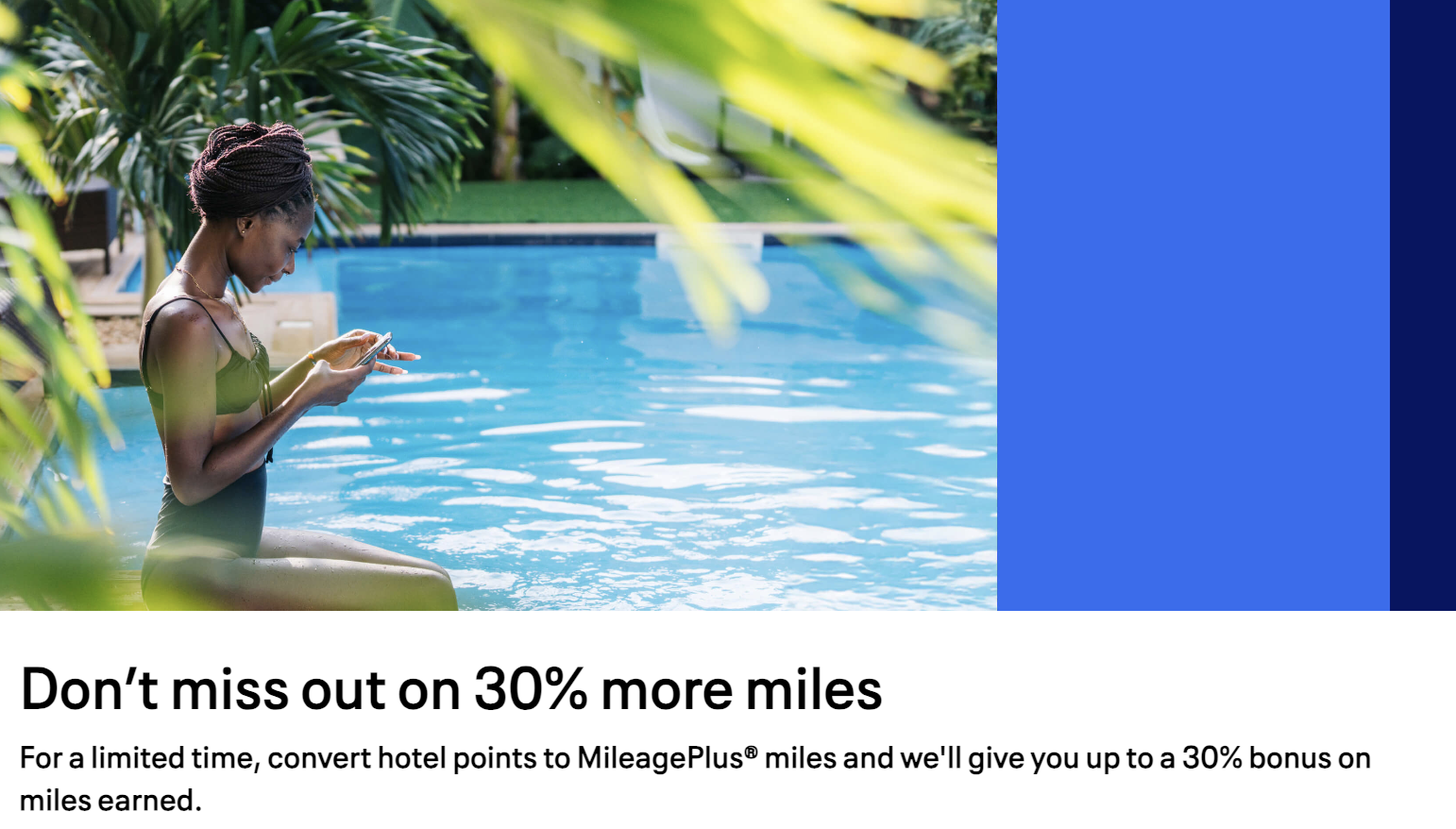 United hotels 30% bonus offer.
