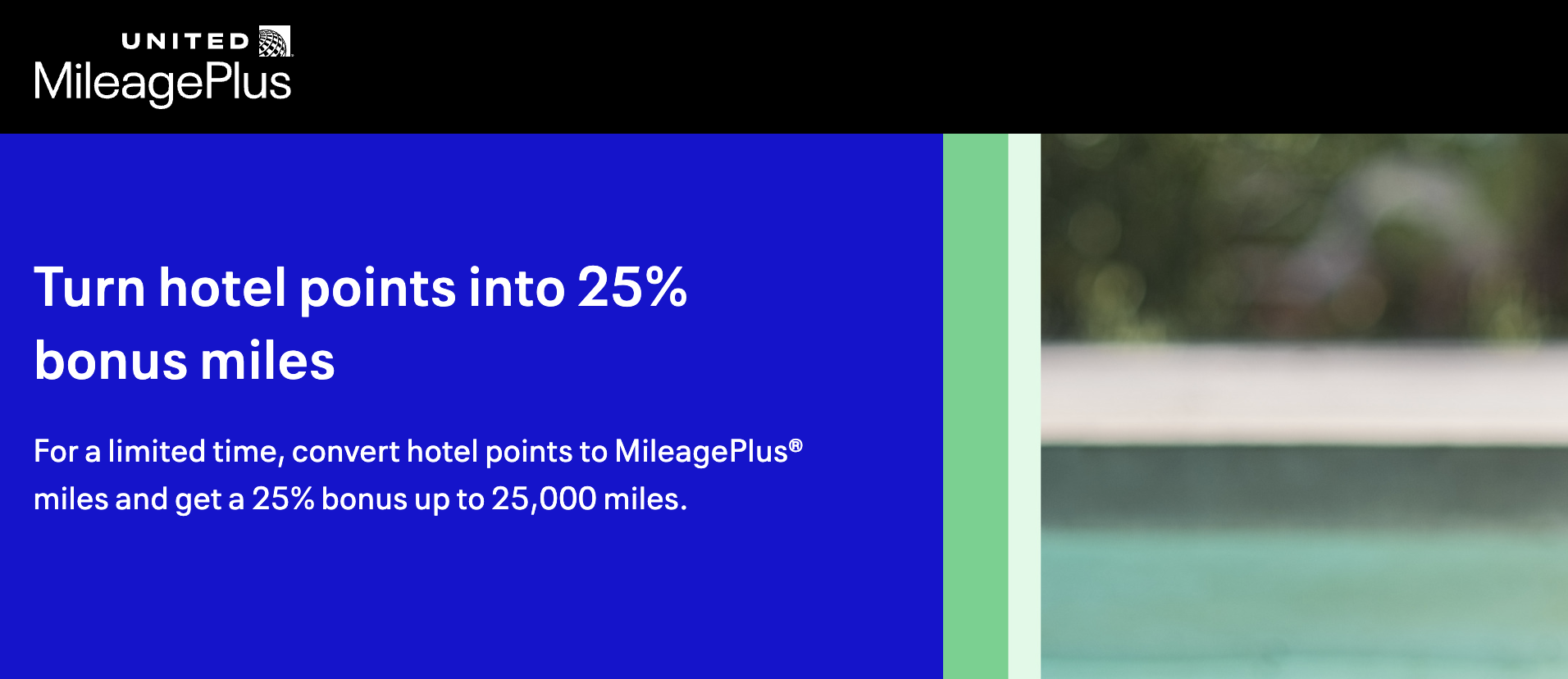 United hotel points to miles transfer bonus banner.