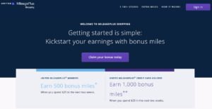 United MileagePlus shopping portal enrollment bonus