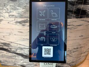 Delta One Lounge JFK tablet for reserving amenities