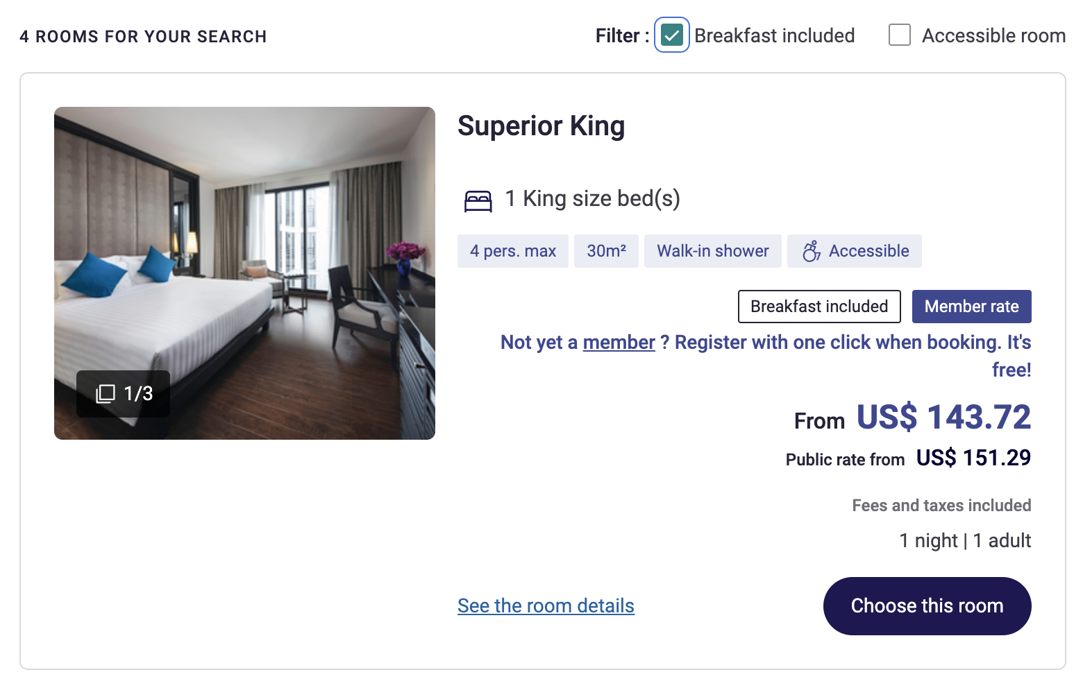 Room rate at the Mövenpick Hotel Sukhumvit 15 Bangkok with breakfast