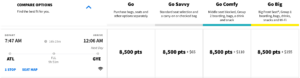 Atlanta to Guayaquil using 8,500 Free Spirit points.