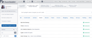 AwardWallet add hotel account tracking page