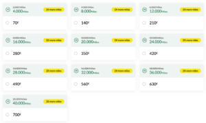 Buy TAP miles pricing in euros with up to 100% bonus