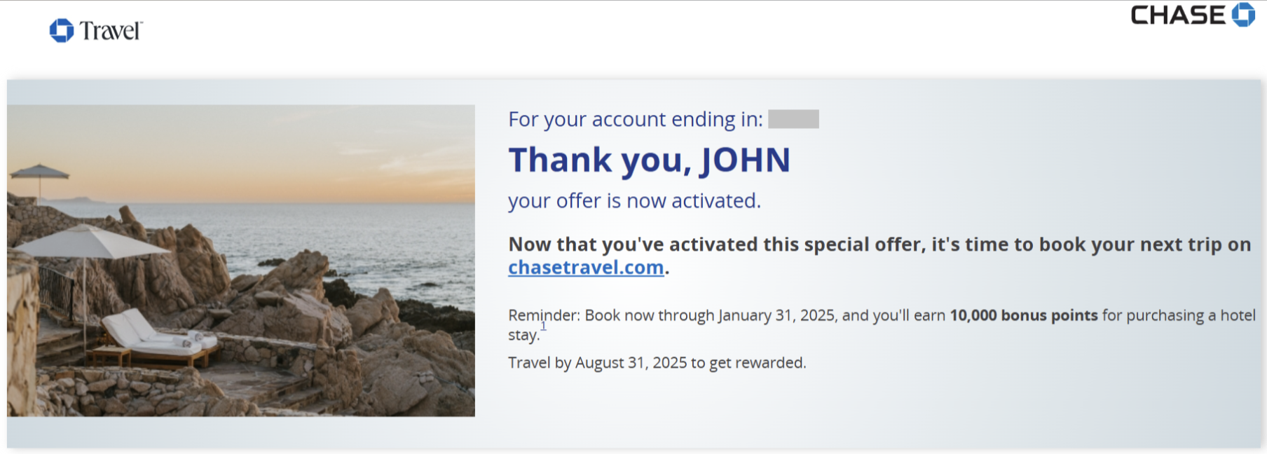 Chase Travel bonus UR offer.