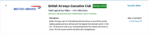 Transfer bonus from Capital One to British Airways