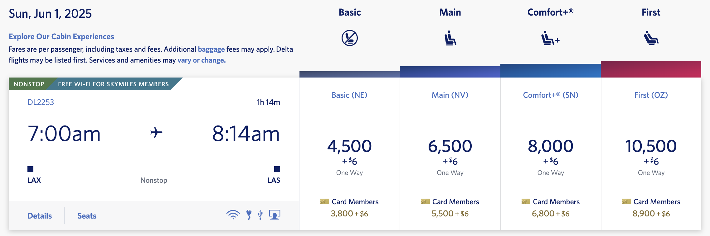 Delta award from LAX to LAS.