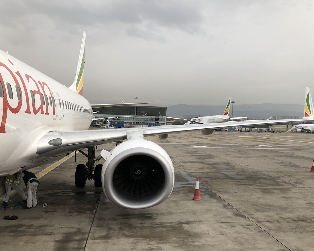 Ethiopian 737 parked at a hard stand in ADD.