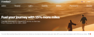 Banner image for Amex to LifeMiles 15% transfer bonus