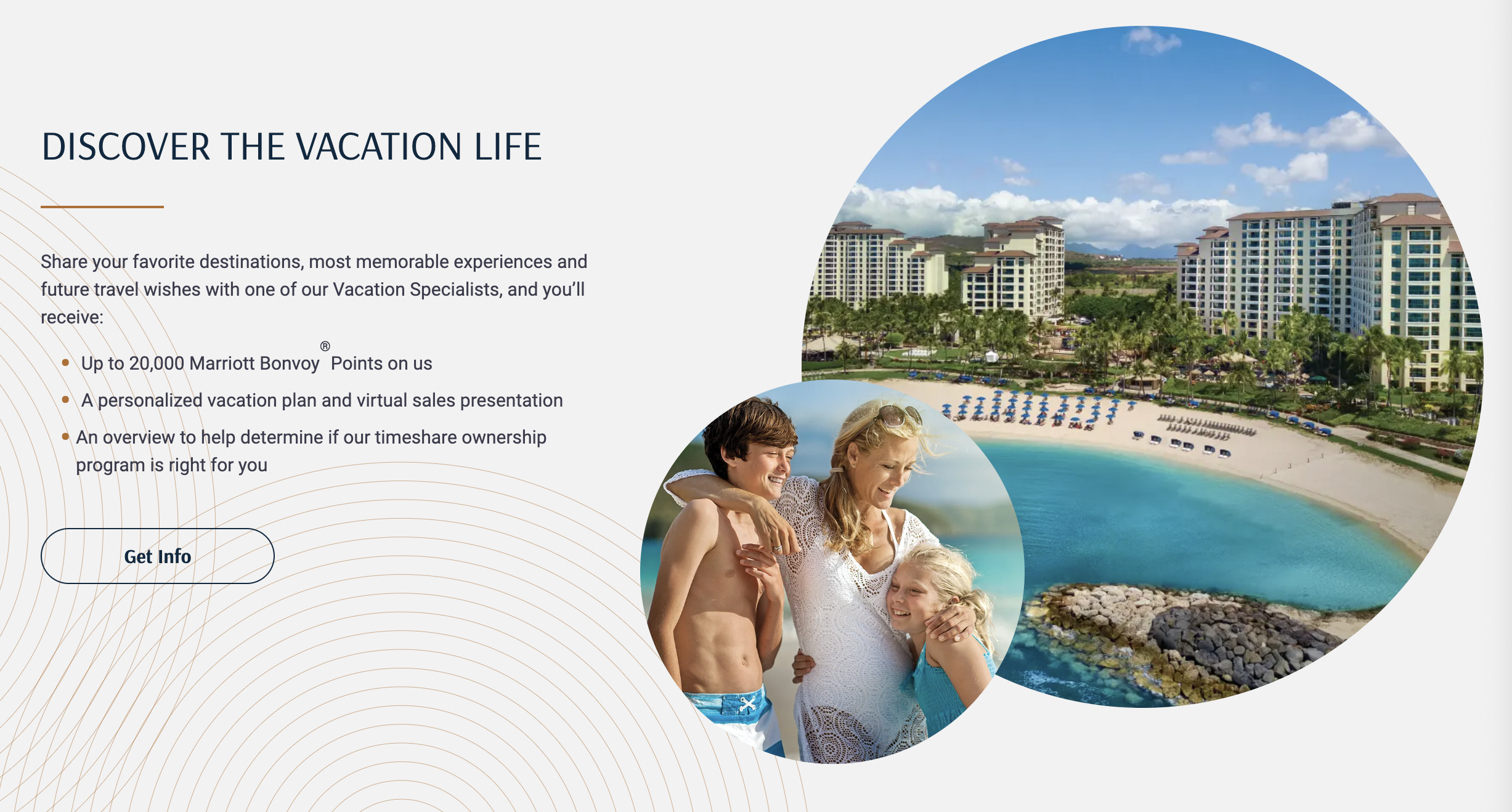 Marriott Vacation Club timeshare presentation. promotion.