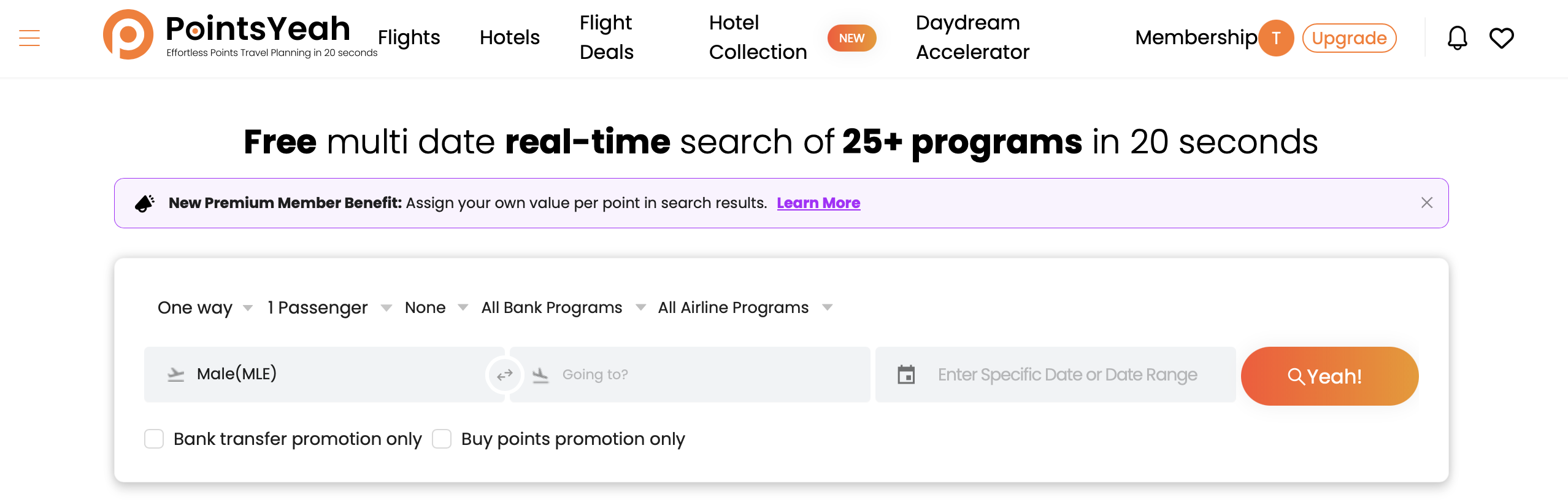 PointsYeah homepage