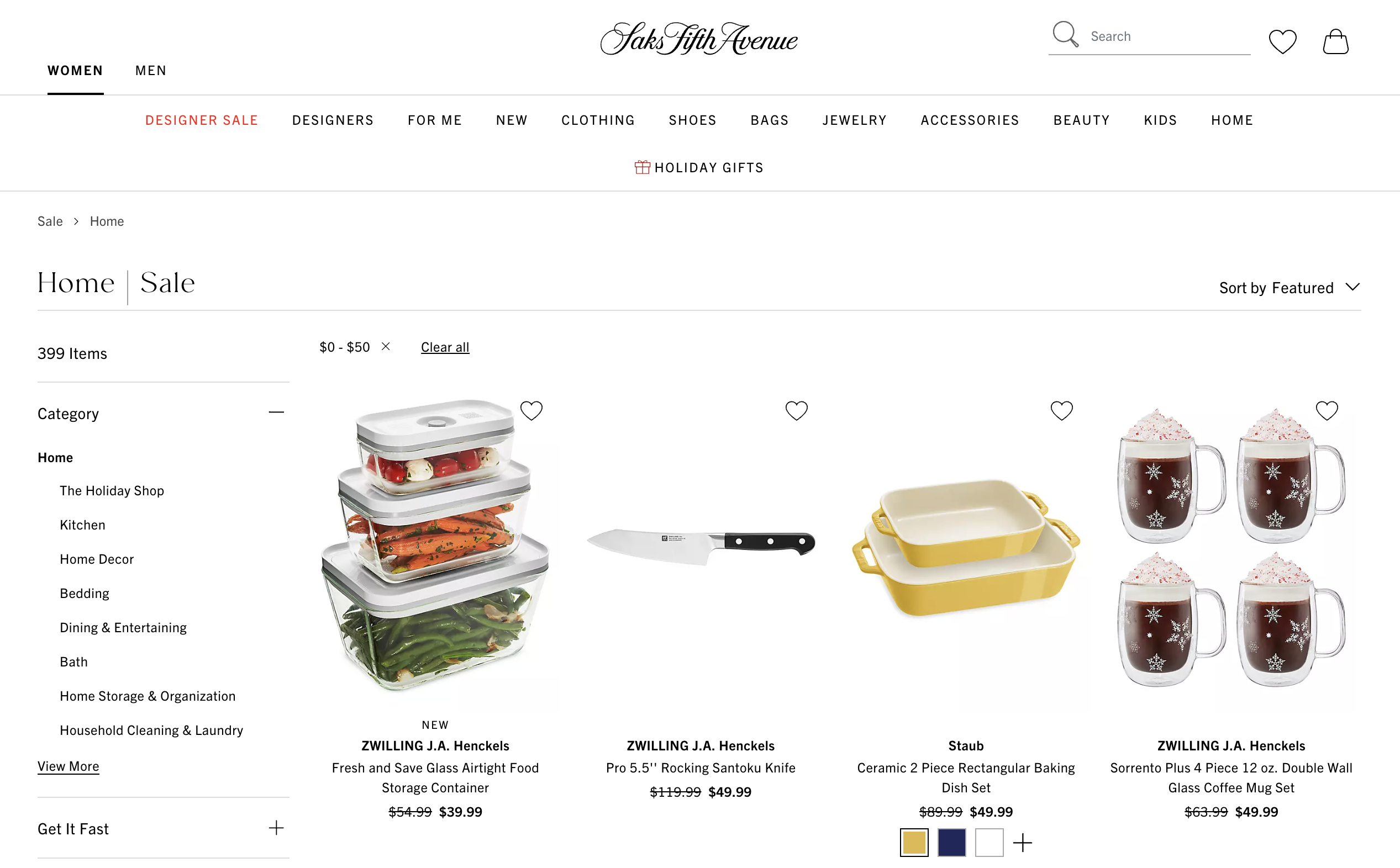 Saks Fifth Avenue items under $50