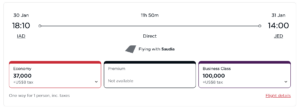 Saudia awards bookable with Virgin points.