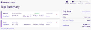 Delta Award Flight Summary