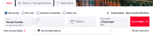 Form showing how to book Turkish Airlines flights with a stopover in Istanbul option