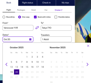 Screenshot of United Airlines booking calendar as far in the future as possible